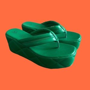 Green Platform Sandals